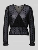 Bluzki damskie - Bluzka o kroju slim fit z półprzezroczystego materiału model ‘JULIET’ - miniaturka - grafika 1