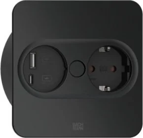 Bachmann BACHMANN TWIST 2 1xCEE7/3 1xUSB A/C 22W 2.0m AEH RAL9005 30GE kątowa - Gniazdka elektryczne - miniaturka - grafika 1