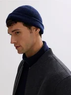 Czapki męskie - Reserved - Wełniana czapka z kaszmirem - granatowy - miniaturka - grafika 1
