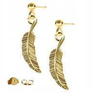 Kolczyki - Kolczyki złote Pióro Piórko Piórka 925 - miniaturka - grafika 1