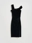 Sukienki - Reserved - Welurowa sukienka midi - czarny - miniaturka - grafika 1