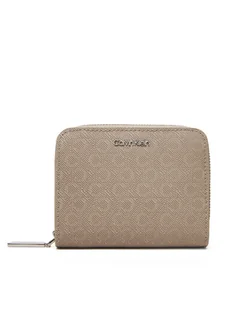 Calvin Klein Mały Portfel Damski Ck Must Aop Md Zip Around W Flap LV04F1037G Beżowy - Portfele - miniaturka - grafika 1