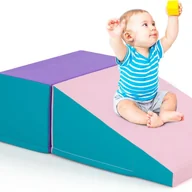 Place zabaw - Zestaw do Ćwiczeń Motorycznych dla Niemowląt z Pianki z Drabinką i Zjeżdżalnią dla Dzieci w Wieku od 6 Miesięcy do 3 Lat (Różowy + Niebieski) - miniaturka - grafika 1