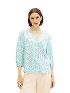 Bluzki damskie - Damska bluzka TOM TAILOR ze wzorem, 32468-turkusowy kwiatowy wzór, 46 - miniaturka - grafika 1