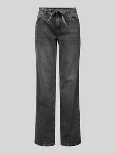 Jeansy o kroju slim fit z czystej bawełny z wiązanym paskiem model ‘BREE’ - Spodnie damskie - miniaturka - grafika 1