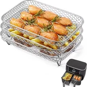 Akcesoria i części AGD - Wkład Ruszt 3piętrowy Do Air Fryera Ninja Frytkownicy Beztłuszczowej Grill - miniaturka - grafika 1