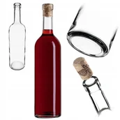 Domowy wyrób alkoholu - BUTELKA NA WINO 750 ml 0,75L SZKLANA DO WINA NALEWEK BEZBARWNA Z KORKIEM - miniaturka - grafika 1