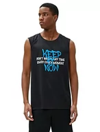 Koszulki męskie - Koton Męski sportowy tank top z nadrukiem z nadrukiem Crew Neck Sleeveless, czarny (999), M - miniaturka - grafika 1