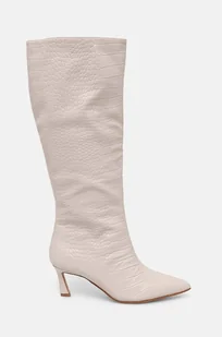 Steve Madden kozaki skórzane Lavan damskie kolor beżowy na szpilce SM11003290 - Kozaki damskie - miniaturka - grafika 1