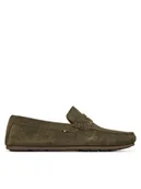 Mokasyny męskie - Tommy Hilfiger Mokasyny Casual Hilfiger Suede Driver FM0FM04998 Zielony - miniaturka - grafika 1