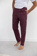 Piżamy damskie - DŁUGIE SPODNIE MĘSKIE M BORDOWE Z KIESZENIAMI DO SZPITALA SANATORIUM BAWEŁNIANE - miniaturka - grafika 1