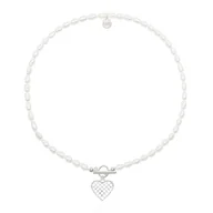 Naszyjniki - Naszyjnik z naturalnych pereł z sercem - miniaturka - grafika 1