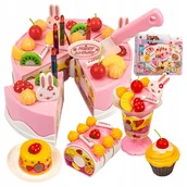 Zabawki sensoryczne - Tort Urodzinowy Do Krojenia Zestaw Dla Dzieci Świeczki + Akcesoria 75 El - miniaturka - grafika 1