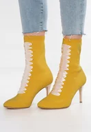 Botki damskie - Tamaris Damskie Botki Żółte Wsuwane Obcas 35 1Ahk - miniaturka - grafika 1