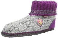 Kapcie damskie - Pferdefreunde 250082 wysokie kapcie dziewczęce, Szary, szary, liliowy, 38 EU - miniaturka - grafika 1