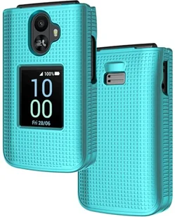 Nakedcellphone Etui na telefon TCL Flip 3, smukła twarda obudowa ochronna [ochrona przed odciskami palców, tekstura siatki] do T435 2024 - turkusowy miętowy cyjan - Etui i futerały do telefonów - miniaturka - grafika 1