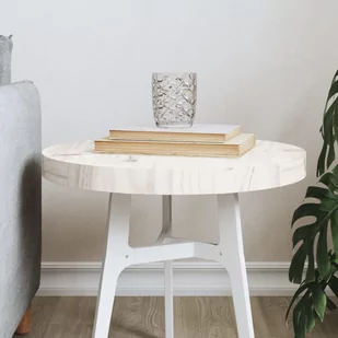Blat stołu, okrągły, biały, Ø40x3 cm, lite drewno sosnowe Lumarko! - Meble modułowe i akcesoria - miniaturka - grafika 1