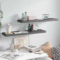 Półki do salonu - vidaXL vidaXL Półki ścienne, 2 szt, wysoki połysk, szare, 90x23,5x3,8 cm, MDF - miniaturka - grafika 1