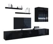 Meblościanki - Nowoczesna meblościanka czarny połysk G3-B18 - miniaturka - grafika 1