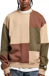 STARTER BLACK LABEL Męska bluza patchworkowa z okrągłym dekoltem, jednokolorowa beżowa/darkolive/bark, XL, Unionbeige/Darkoliv/Bark, XL - Bluzy męskie - miniaturka - grafika 1