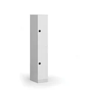Szafki biurowe - Szafka ubraniowa ze schowkami, 2 schowki, 1850 x 300 x 500 mm, zamek z czytnikiem kart RFID, drzwi laminowane, biała - miniaturka - grafika 1
