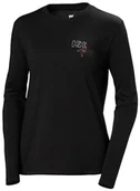 Koszulki i topy damskie - Helly Hansen Damska koszulka z długim rękawem F2F W z bawełny organicznej - czarna, XS - miniaturka - grafika 1