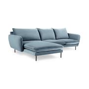 Narożniki - Jasnoniebieska narożna aksamitna sofa lewostronna Cosmopolitan Design Vienna - miniaturka - grafika 1