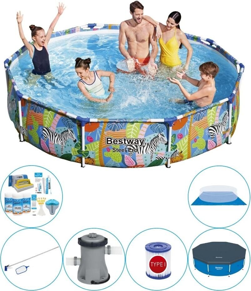Okrągły basen dla zwierząt Bestway Steel Pro 305x66 cm plus akcesoria