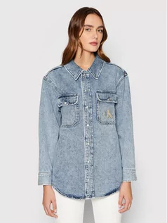 Koszule damskie - Calvin Klein Koszula jeansowa J20J218466 Niebieski Regular Fit - grafika 1