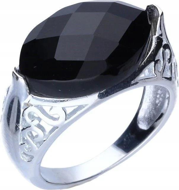 Srebrny pierścionek 925 duży czarny elegancki kamień r 16 modny dla niej