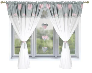 Firana Gotowa Tuluza Serca 400x150 Woal - Firany - miniaturka - grafika 1