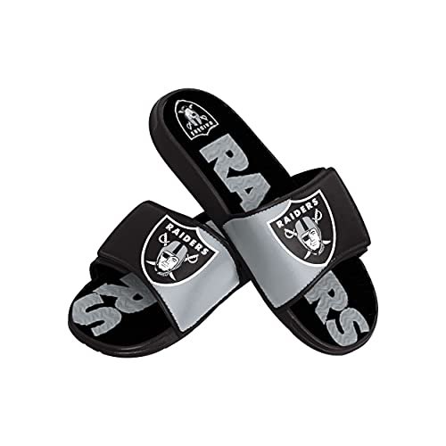 FOCO Las Vegas Raiders NFL męskie kolorowe bloki duże logo żelowe kapcie - M