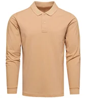 Koszulki męskie - Longsleeve polo premium beżowy Recea - miniaturka - grafika 1