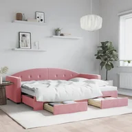Łóżka - vidaXL Sofa rozsuwana z szufladami, różowa, 80x200 cm, aksamit - miniaturka - grafika 1