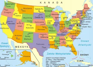 Naklejki na ścianę Mapa USA Stany Zjednoczone - 90x60 cm - Naklejki na ścianę - miniaturka - grafika 1