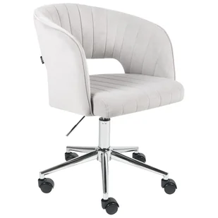 Fotel biurowy, krzesło biurowe Beliani Krzesło obrotowe KATONAH Welur Jasnoszary - Fotele i krzesła biurowe - miniaturka - grafika 1