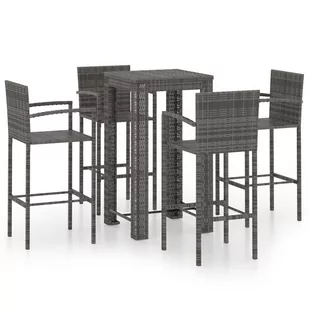 vidaXL 5-cz zestaw mebli barowych z podłokietnikami rattan PE szary 3064809 - Pozostałe meble ogrodowe - miniaturka - grafika 2