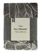 Koce - Miękki koc szary FIORE 150x200 z motywem roślinnym / print roślinny - miniaturka - grafika 1