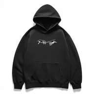 Bluzy męskie - Hoodie oversize - dłonie stworzenia, sztuka, minimalistyczny haft L - miniaturka - grafika 1