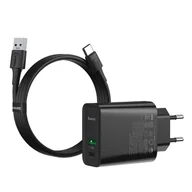 Ładowarki do telefonów - Baseus szybka ładowarka sieciowa USB / USB Typ C VOOC Quick Charge 4.0+ Power Delivery 3.0 + kabel USB - USB Typ C 1m czarny (TZCCFS-H01) - miniaturka - grafika 1
