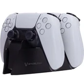 Akcesoria do Playstation - SteelDigi Podwójna ładowarka do padów PS5 SteelDigi AZURE CANOE czarna 4104-0 - miniaturka - grafika 1