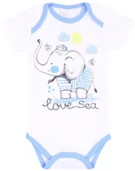 Body dla niemowląt - Biało-niebieskie body, słonik 12 m 80 cm - miniaturka - grafika 1