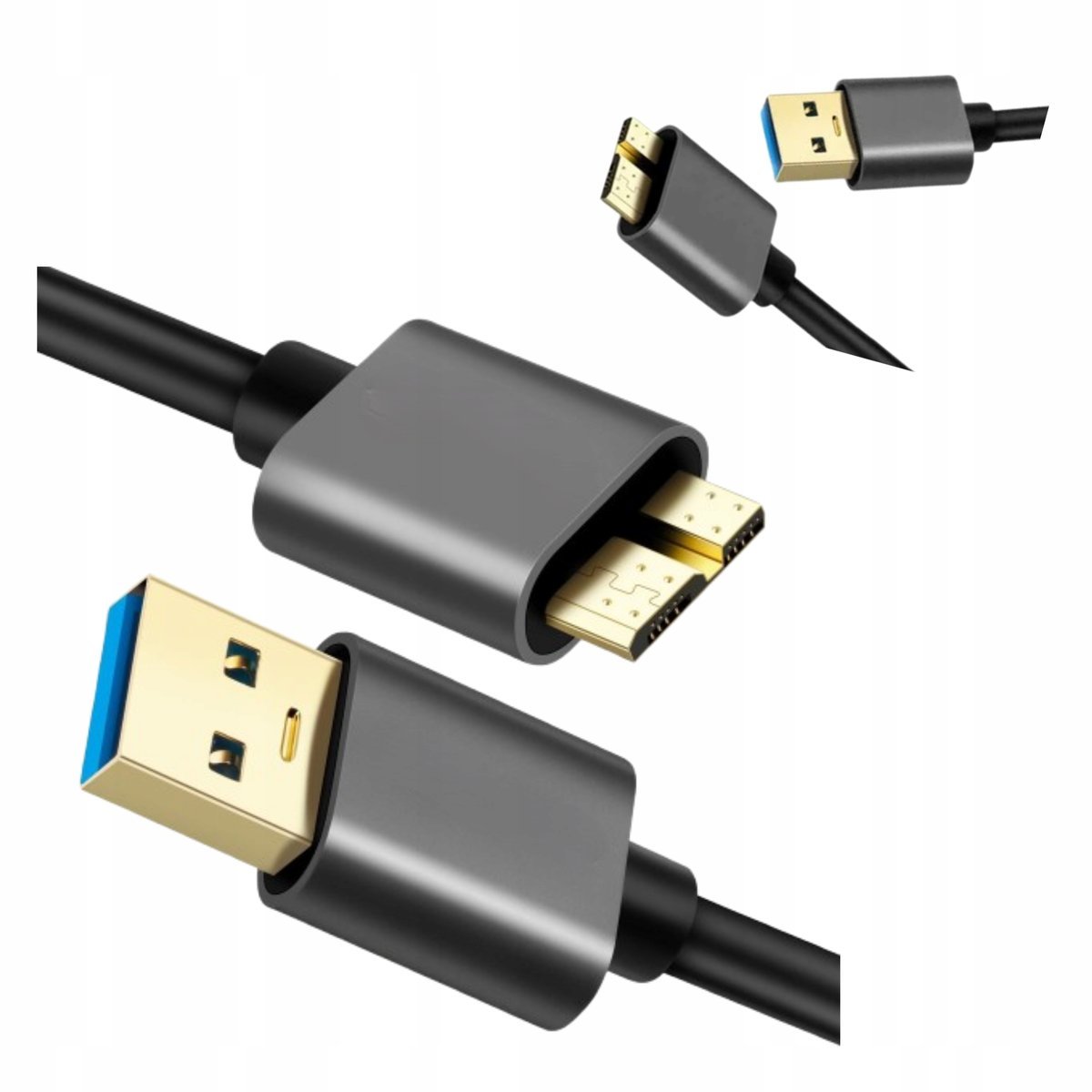 Kabel USB 3.0 A-Meski Do Micro B 3.0 0,5m Kabel HDD WD Do Pracy Podrozy