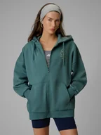 Bluzy damskie - 4F Bluza dresowa loose z kapturem damska - turkusowa S - miniaturka - grafika 1