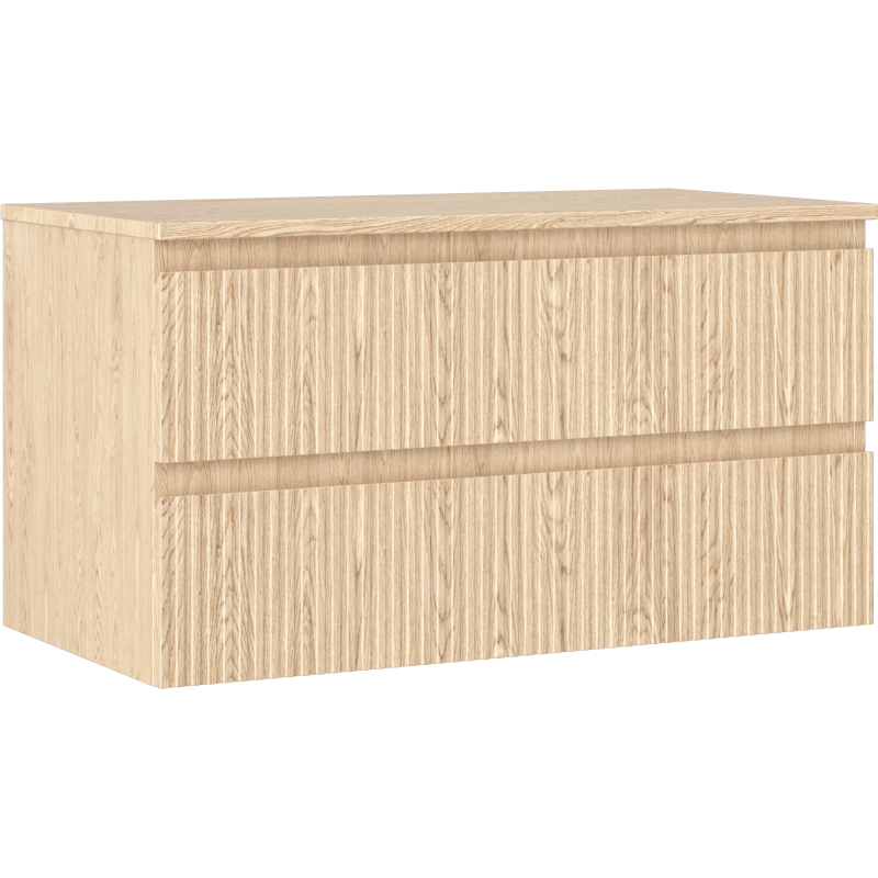 Mexen Rivel szafka łazienkowa podumywalkowa 90 cm z blatem, 2 szuflady, ryflowana , dąb - 91A20-09047-2-BFFC81