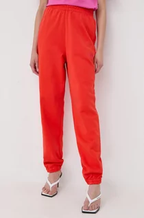 Spodnie damskie - Gestuz spodnie dresowe damskie kolor pomarańczowy gładkie - grafika 1