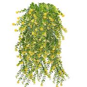 Sztuczne kwiaty - OUBTDK Sztuczne wiszące zielone rośliny, sztuczny eukaliptus, wiszące rośliny, sztuczny kwiat, wisząca roślina na ścianę, do sypialni, kosza, domu, dekoracja weselna, 3 szt., żółty - miniaturka - grafika 1