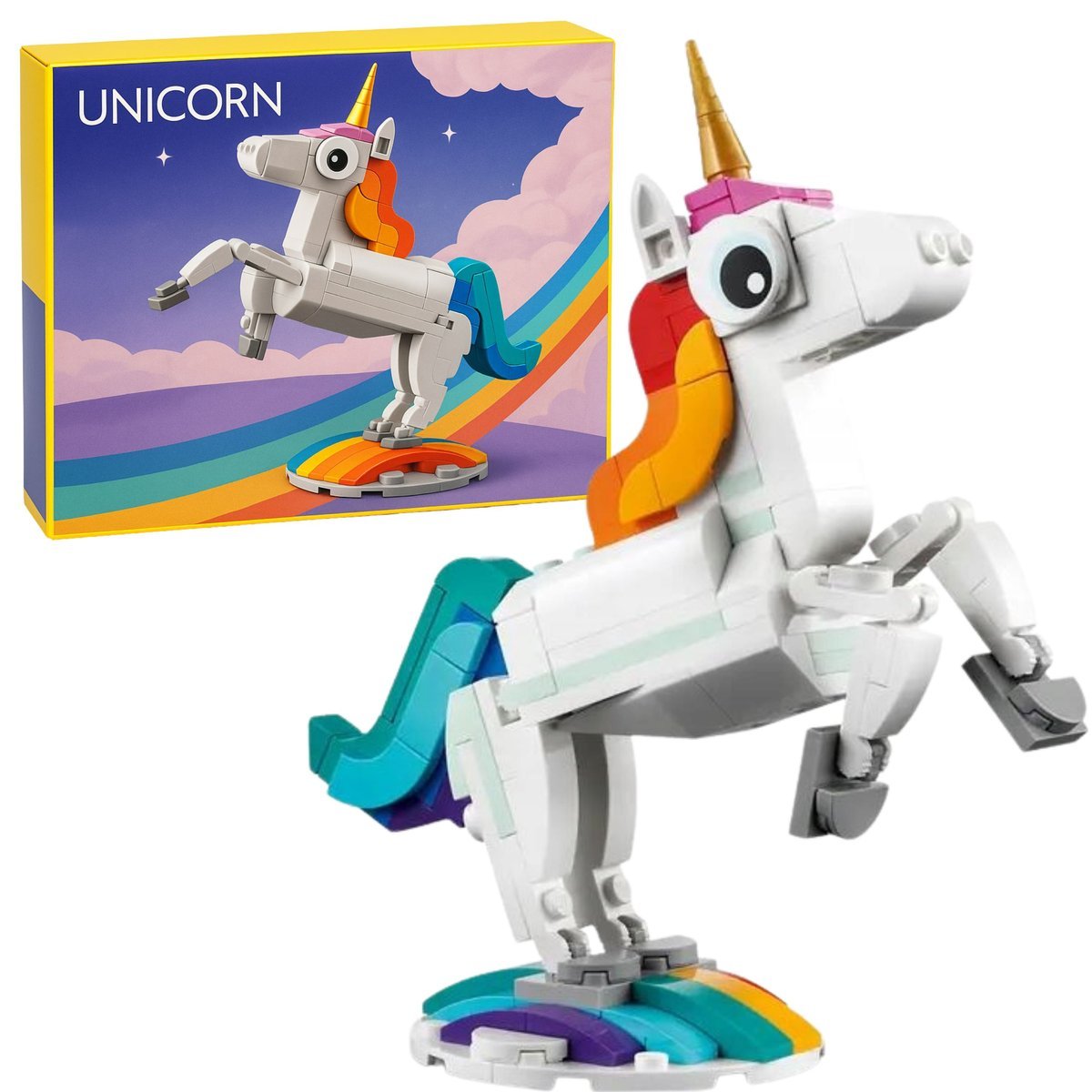 KLOCKI KONSTRUKCYJNE MAGICZNY JEDNOROŻEC UNICORN KONIK DLA DZIECI UPOMINEK