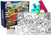 Puzzle - Import LEANToys Puzzle Do Kolorowania Dinozaury Pisaki 24 elem LT-7797-0 - miniaturka - grafika 1