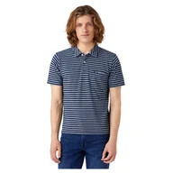 Koszulki męskie - WRANGLER POLO SHIRT MĘSKA KOSZULKA W PASKI MID INDIGO W7BJDOX8E 112321772 - Wrangler - miniaturka - grafika 1